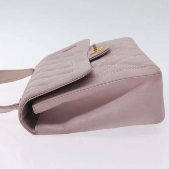 CHANEL Wild Stitch Hand Bag Leather Pink Gold CC Auth 128845 - Picture 5 of 15